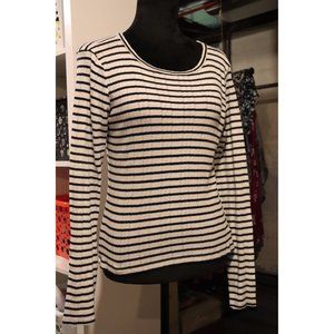 American Eagle White Blue Stripe Top Size M preowned